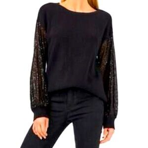 ❄️Vince Camuto Sweater with Sheer Sequined Sleeves❄️